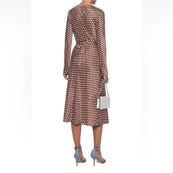NEW DIANE VON FURSTENBERG $468 TILLY BAKER DOT SILK WRAP MIDI DRESS - Picture 4 of 15